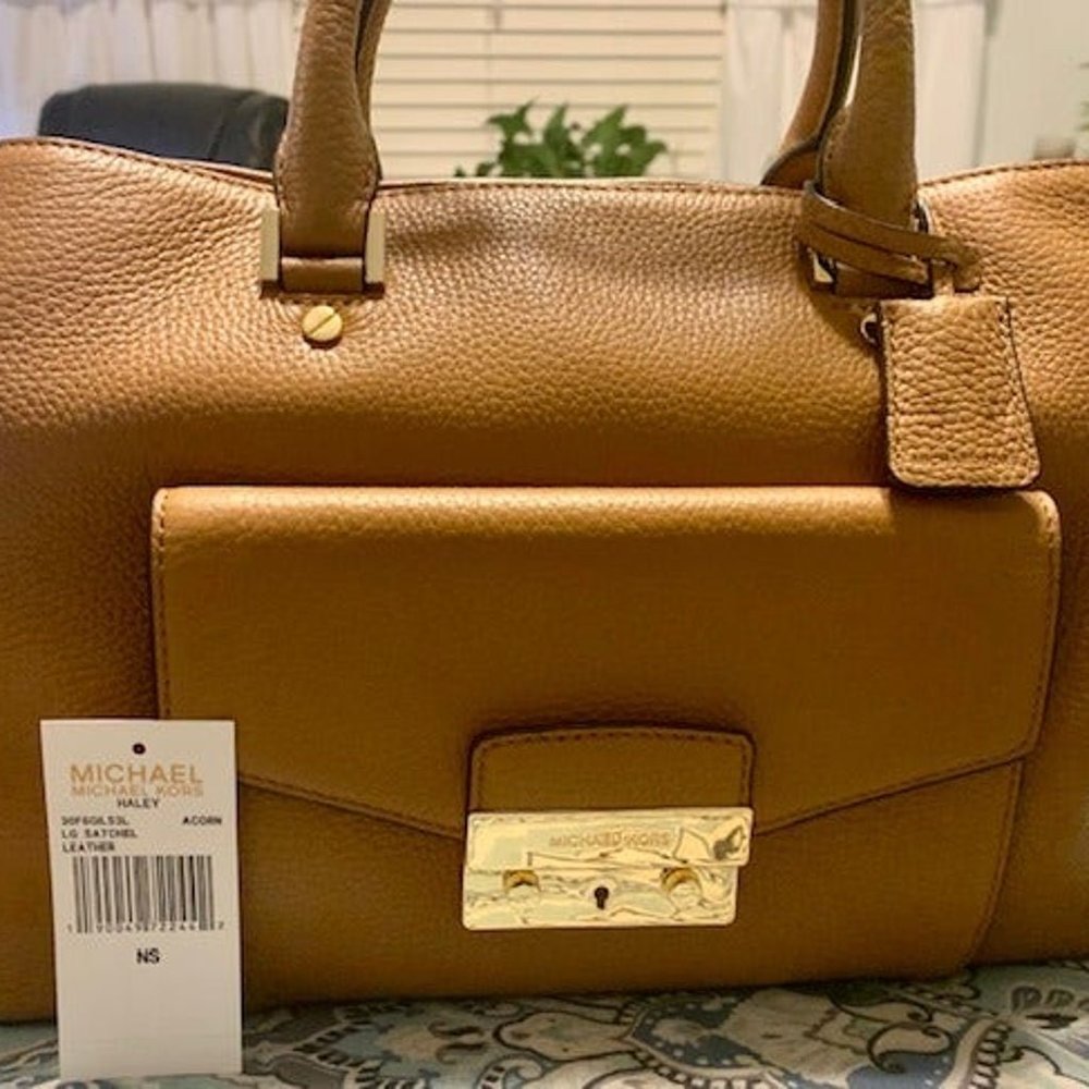 Michael Kors Handbag Haley Large Leather Satchel Shoulder Bag Brand NEW!